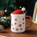 Tazza in ceramica natalizia da 400 ml con coperchio per cappello di Natale e cucchiaio d'oro tazza di tè al latte con acqua creativa simpatico regalo di Natale per bambini tazza di caffè per bambini