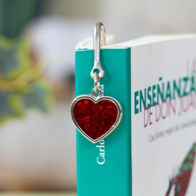 Passionate Pages,'Zamac Metal Bookmark with Red Resin Heart Charm'