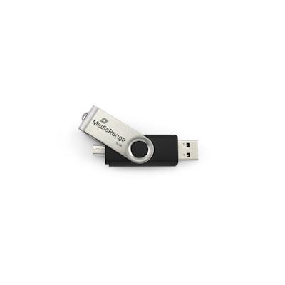 MEDIARANGE MR932-2 - 32 GB - USB Type-A / Micro-USB - 2.0 - 15 MB/s - Drehring - Schwarz - Silber