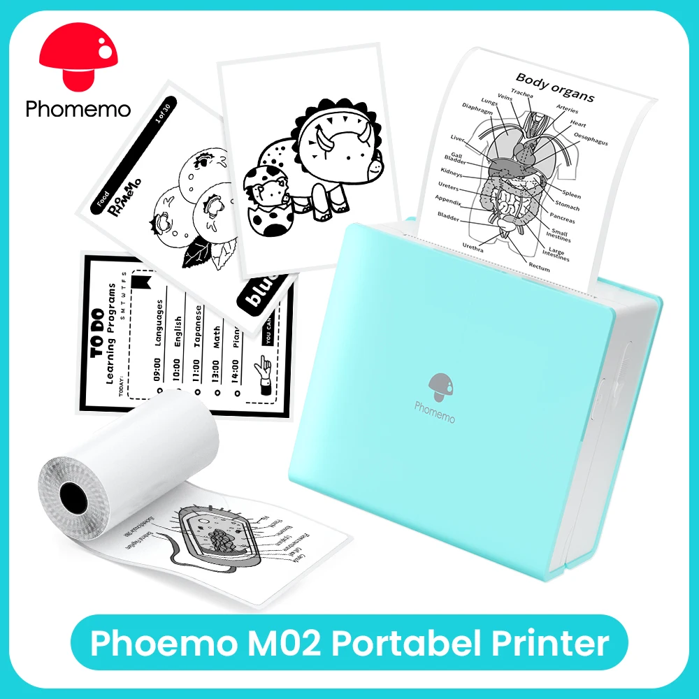 Phomemo-Mini imprimante photo portable sans fil pour téléphone, imprimante photo de poche thermique, autocollant Bluetooth, M02