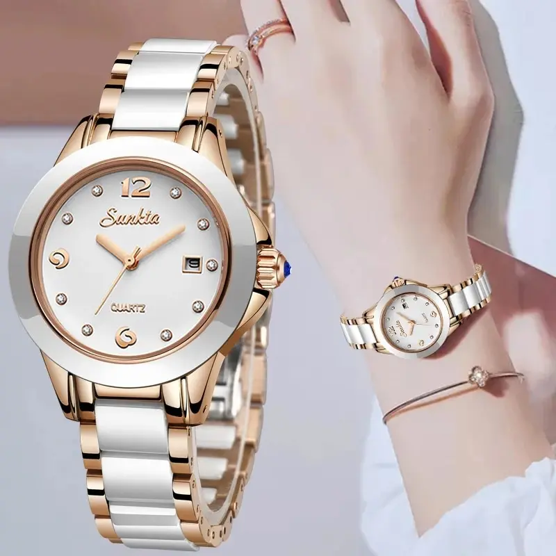 Mode frauen uhr rose gold damen armband uhren mädchen reloj mujer 2023 neue kreative uhr wasserdichte datsuhr frau Image