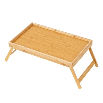 Bed Tray Table Folding Legs Portable Breakfast Tray for Sofa Eating, Drawing, Platters Bamboo Serving Lap Desk Snack Tray