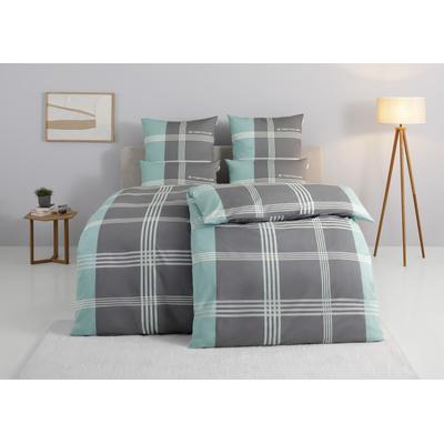 Bettwäsche TOM TAILOR HOME "Ole", grau (grau, mint), B/L: 155cm x 220cm, , Renforcé, B/L: 80cm x 80cm, Renforcu00e9, Obermaterial: 100% Baumwolle, Bettwäsche, karierte Bettwäsche aus Baumwolle, mit Reißverschluss Image