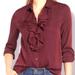 J. Crew Tops | J.Crew Stretch Silk Pleated And Ruffled Front Tuxedo Style Shirt. Size 6 | Color: Purple/Red | Size: 6
