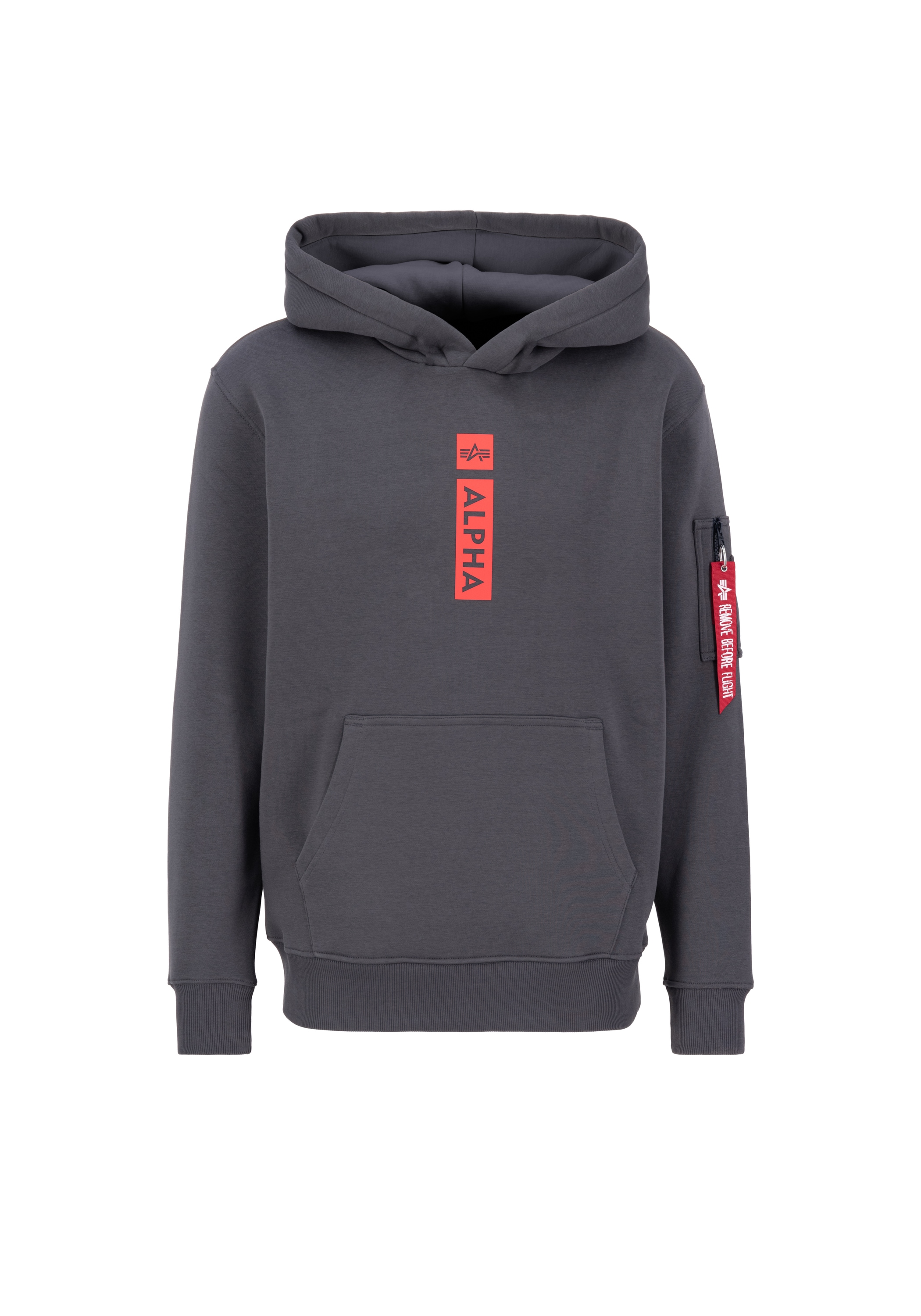 Hoodie ALPHA INDUSTRIES "Alpha Puff Print Hoodie", Herren, Gr. M, grau (vintage grau), Obermaterial: 80% Baumwolle, 20% Polyester, regular fit, Sweatshirts Hoodie