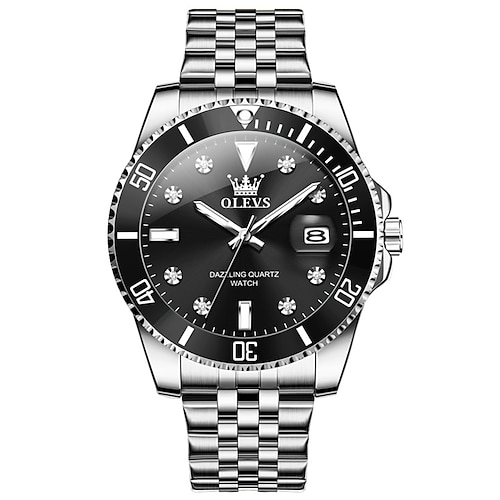 Montre à quartz OLEVS pour hommes montre-bracelet de sport en plein air mode calendrier lumineux décoration étanche montre en acier cadeau pour la fête des pères