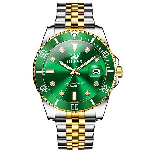 Montre à quartz OLEVS pour hommes montre-bracelet de sport en plein air mode calendrier lumineux décoration étanche montre en acier cadeau pour la fête des pères