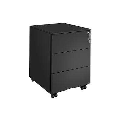 TECTAKE Aktenrollschrank Magna mit 3 abschließbaren Schubladenschwarz Image