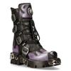 New Rock Flame Akzentuierte schwarz/rote Leder-Biker-Totenkopfstiefel – M-591-S5