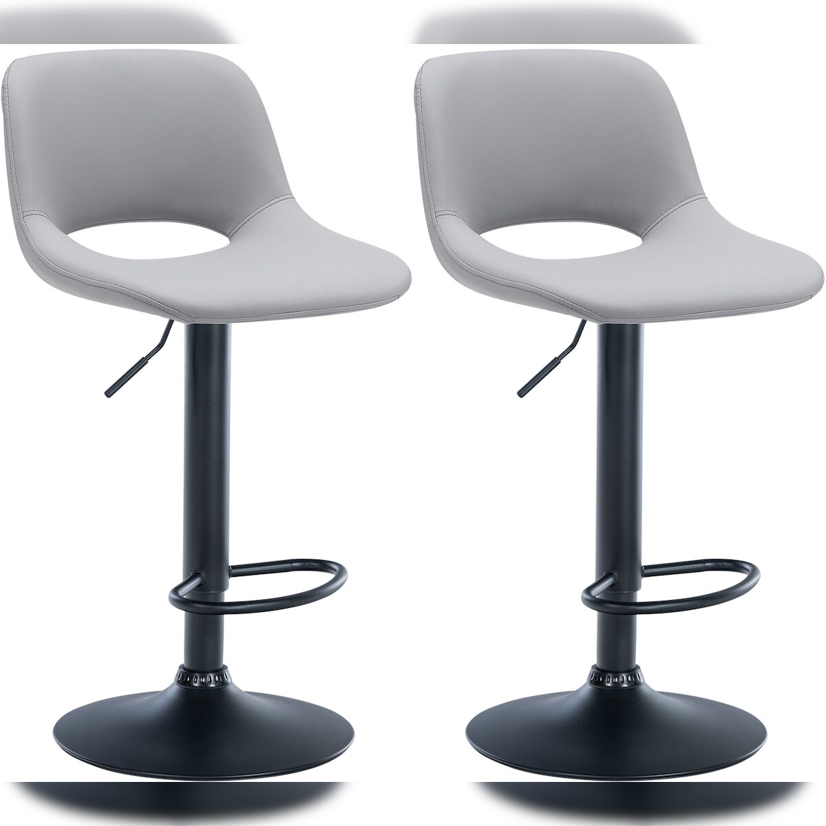 CLP 2er Set Barhocker Camden Kunstleder grau/Metall matt schwarz Image