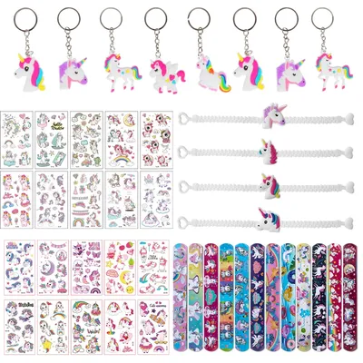 Unicorn Party Favors Cartoon Unicorn Sticker Clap Circle Bracelets Kids Girls 1st Birthday Party