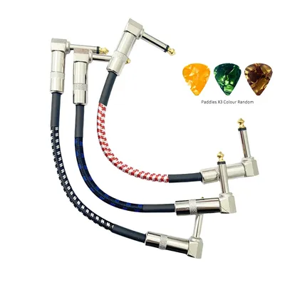 Guitar Effects Pedal Patch Cables 3pcs 1/4 inch Colour Braided Guitar Effects Pedal Instrument