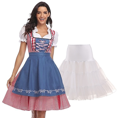 Karneval Oktoberfestbier Outfits Reifrock Krinoline Tutu Dienstmädchen Deutsch München Wiesn Damen Stoff im traditionellen Stil Bluse Kleid Schürze Image