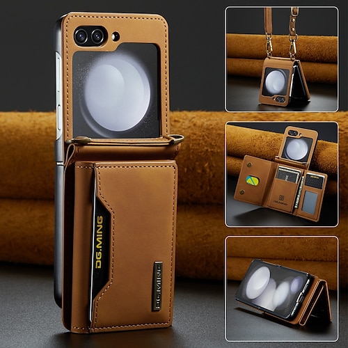 Handy Hülle Handyhüllen Für Samsung Galaxy Z Flip 7 Z Flip 6 Z Flip 5 Z Flip 4 Z Flip 3 Brieftaschenhülle Geldbörse Magnetisch Vollschutz Retro TPU PU-Leder Image
