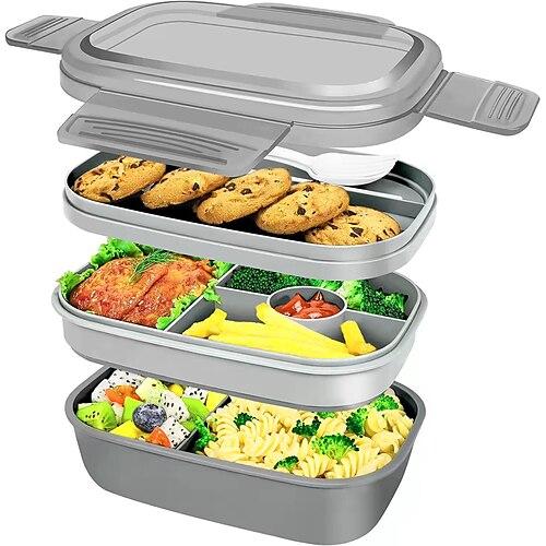 Lunchbox 1900 ml, Bentobox Schulanfang Lunchbox mit 5 Fächern, Auslaufsichere Lunchbox nachhaltig mit Löffel, Lunchbox Kinder, Brotdose für Schule, Arbeit, Picknick, Reisen