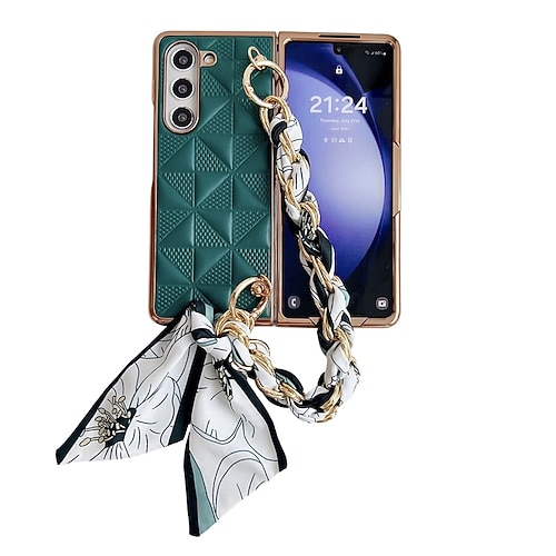 Handy Hülle Handyhüllen Für Samsung Galaxy Z Fold 6 Z Fold 5 Z Fold 4 Z Fold 3 Rückseite Mit Handgelenkschlaufe Stoßfest Retro TPU PU-Leder Image