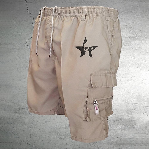 Herren Taktische Shorts Cargo Shorts Kurze Hosen Shorts Kurze Hosen Kordelzug Elastische Taille Multi Pocket Totenkopf Motiv tragbar Kurz Outdoor Täglich Campen und Wandern Modisch Klassisch Schwarz Image