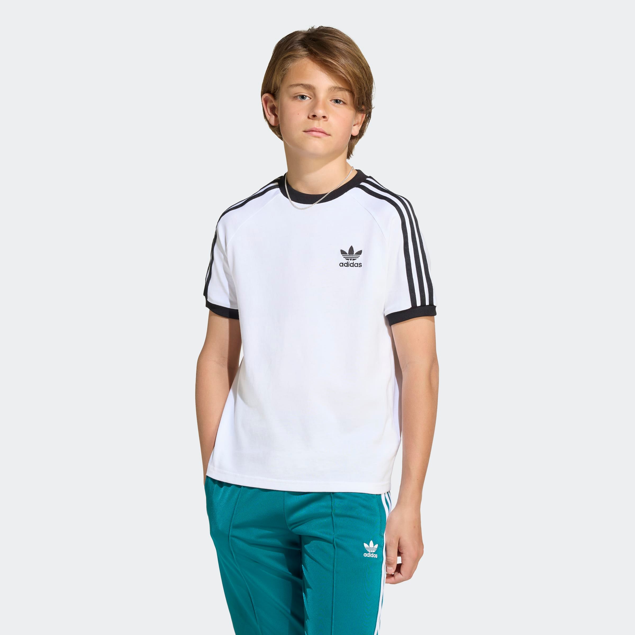T-Shirt ADIDAS ORIGINALS "3 STRIPE TEE", Kinder, Gr. 152, weiß, Obermaterial: 100% Baumwolle, Sportlich, Rundhals, Shirts, drei Streifen Shirt für Kinder Image