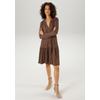 Jerseykleid ANISTON CASUAL, Damen, Gr. 48, N-Gr, braun (braun, sand, petrol), Single Jersey, Obermaterial: 95% Viskose, 5% Elasthan, bedruckt, gemustert, feminin, figurumspielend kniefrei, V-Ausschnitt, Langarm, Kleider, mit trendfarbigen,...