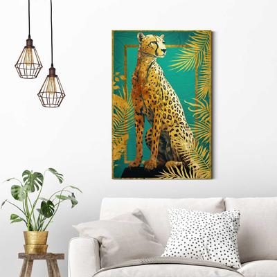 Deco-Panel REINDERS "Cheetah Pose", gold (farbe bild(er): gold), B:60cm H:90cm T:2cm, Holzwerkstoff, Bilder Image
