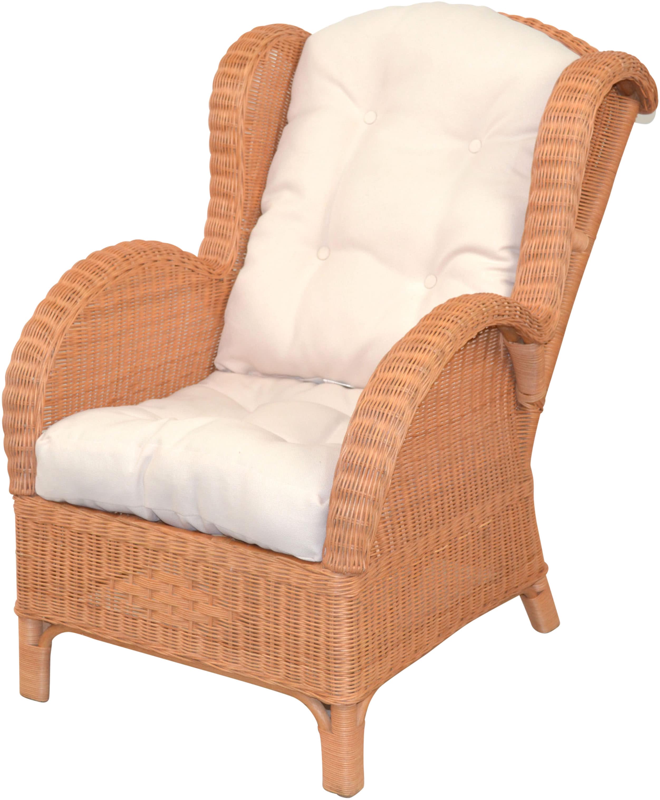 Ohrensessel, gelb (honigfarben), B:66cm H:96cm T:89cm, HOFMANN LIVING AND MORE, Sessel, Handgeflochten