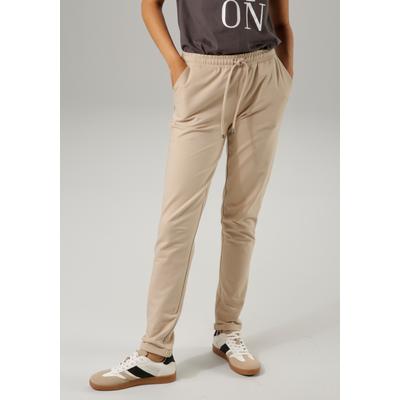 Schlupfhose ANISTON CASUAL, Damen, Gr. 48, N-Gr, beige, Sweatware, Obermaterial: 95% Baumwolle, 5% Elasthan, unifarben, casual, figurumspielend knöchelfrei, Hosen, mit seitlichem ANISTON-Label Image