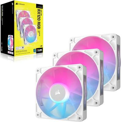 CORSAIR CPU Kühler "iCUE LINK RX120 RGB 120-mm-PWM-Lüfter-Dreier-Starter-Kit" Computer-Kühler weiß