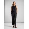 Overall STREET ONE, Damen, Gr. 44, EURO-Größen, schwarz, Stoff, 81% Viskose, 19% Polyamid, unifarben, casual, gerade lang, Rundhals, ohne Ärmel Bündchen, Overalls, mit Knopfleiste