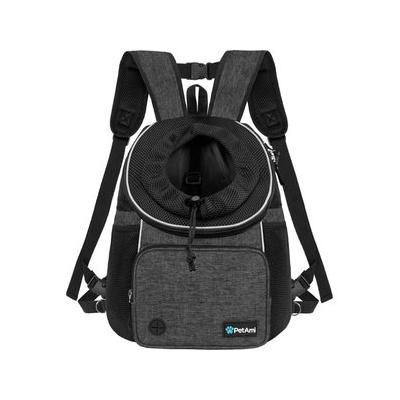 PetAmi Airline Approved Front Chest Small Dog & Cat Backpack Carrier, Dark Gray, Medium