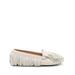 Fringed Suede Loafers - White - Scarosso Flats