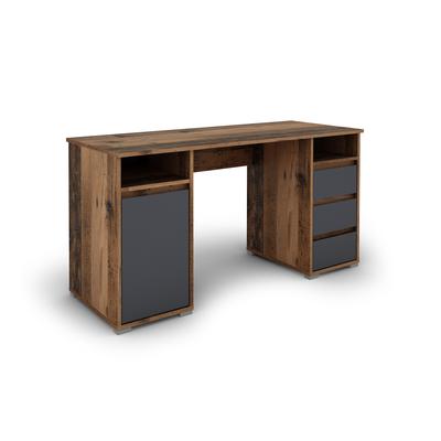 Schreibtisch mit 3 Schubladen, 1 Tür, 2 Fächern, 138x75x55cm, old wood