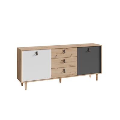 Sideboard mit 1 Tür und 3 Schubkästen, B 180, H 77 cm, hellbraun