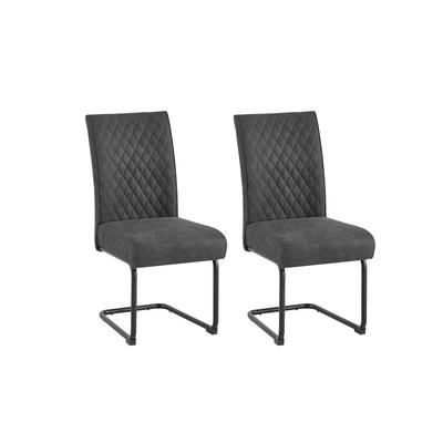 2er Set Stühle aus Vintage Mikrofaser, bis 150kg belastbar, anthrazit