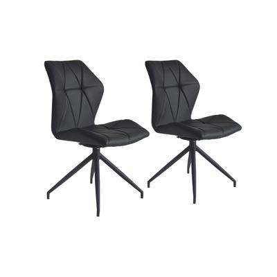 2er Set Stühle aus Kunstleder, Sitzschale 360° drehbar , schwarz