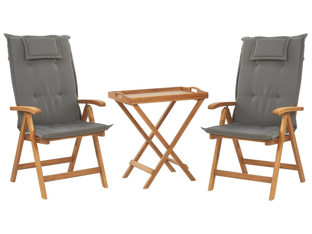 Set bistrot con cuscini Pieghevole Legno Grigio grafite