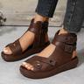 Women's Sandals Wedge Sandals Platform Sandals Roman Sandals Peep Toe Buckle Strap and Non-Slip Sole Retro Sandals Outdoor Beach Black Brown