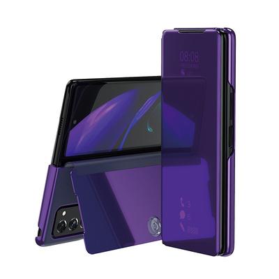Phone Case For Samsung Galaxy Z Fold 6 Z Fold 5 Z Fold 4 Z Fold 3 Z Fold 2 Z Fold Full Body Case with Stand Holder Plating Mirror Solid Colored PC PU Leather Father's Day Gifts
