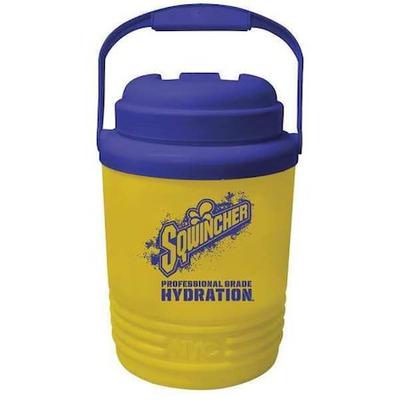 SQWINCHER 158400101 Beverage Cooler, 1gal, Yellow, Plastic, PK12