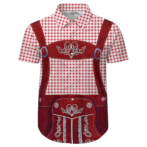 Bier Lederhosen-Print Hawaii-Hemden Aloha-Hemd Druck Grafik Für Herren Erwachsene Karneval Oktoberfestbier 3D-Druck Urlaub Party