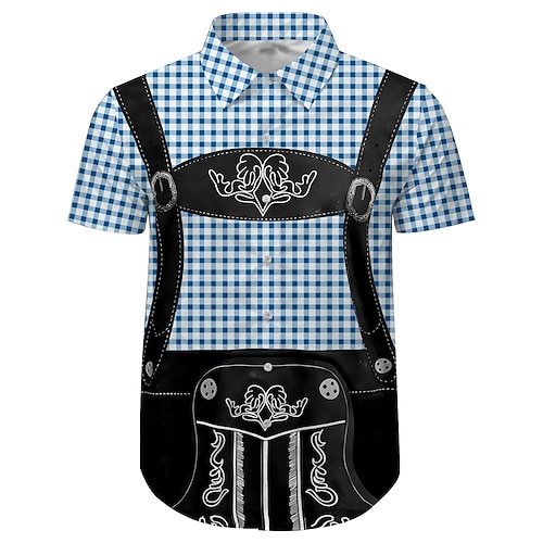 Hawaii-Hemden Aloha-Hemd Druck Lässig Bayerisch Grafik für Herren Erwachsene 3D-Druck für Karneval Oktoberfestbier Urlaub Party Image