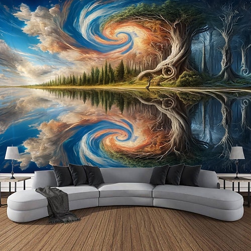 Kirschblüten Landschaft Wandteppich Wanddekoration großer Wandteppich Wanddeko Fotografie Kulisse Decke Vorhang Home Schlafzimmer Wohnzimmer Dekoration Wandtuch XXL Natur Image