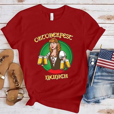 Bier Cosplay Kostüm T-Shirt-Ärmel Bedruckt Klassisch Streetstyle Für Damen Erwachsene Karneval Oktoberfestbier Heißprägen Party Casual Image