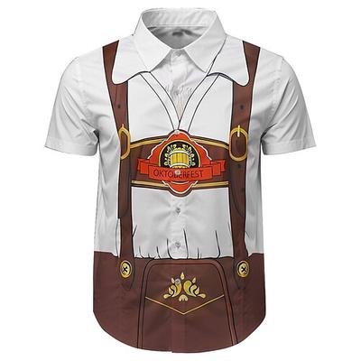 Oktoberfestbier Bluse / Hemd Lederhosen Bedruckt Grafik Für Herren Erwachsene Karneval Oktoberfestbier 3D-Druck Party Urlaub Image