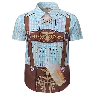 Oktoberfestbier Bluse / Hemd Lederhosen Bedruckt Grafik Für Herren Erwachsene Karneval Oktoberfestbier 3D-Druck Party Urlaub Image