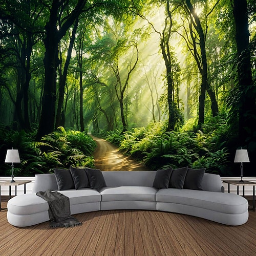 Natur Wald Weg hängen Wandteppich Kunst große Wandteppich Wandbild Dekor Fotografie Hintergrund Decke Vorhang Haus Schlafzimmer Wohnzimmer Dekoration Wandtuch XXL Natur Image