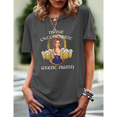 Bier Cosplay Kostüm T-Shirt-Ärmel Bedruckt Klassisch Streetstyle Für Damen Erwachsene Karneval Oktoberfestbier Heißprägen Party Casual Image