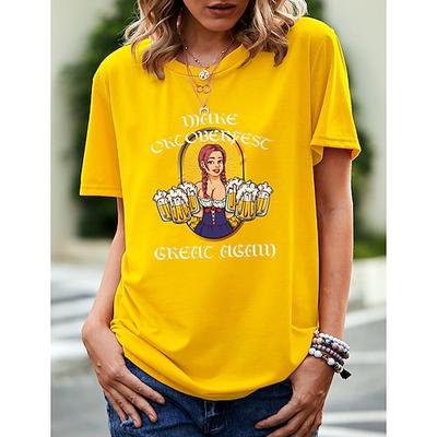 Bier Cosplay Kostüm T-Shirt-Ärmel Bedruckt Klassisch Streetstyle Für Damen Erwachsene Karneval Oktoberfestbier Heißprägen Party Casual Image