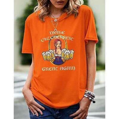 Bier Cosplay Kostüm T-Shirt-Ärmel Bedruckt Klassisch Streetstyle Für Damen Erwachsene Karneval Oktoberfestbier Heißprägen Party Casual Image
