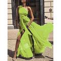 Damen Maxikleid Cocktailkleid Kleid für Hochzeitsgäste Chiffonkleid A Linie Kleid Elegant Sexy Formell Hochzeit Party Normale Passform Ärmellos V Ausschnitt Gelb Rote Purpur Grün Sommer