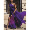 Damen Maxikleid Cocktailkleid Kleid für Hochzeitsgäste Chiffonkleid A Linie Kleid Elegant Sexy Formell Hochzeit Party Normale Passform Ärmellos V Ausschnitt Gelb Rote Purpur Grün Sommer